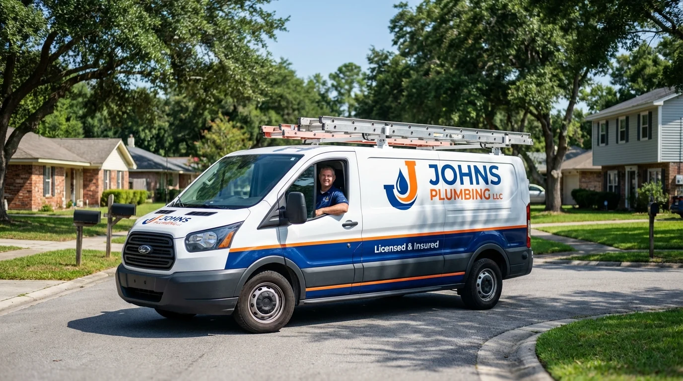 Johns Plumbing LLC service van in Lewisville, AR