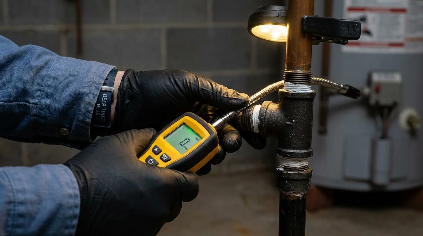 Gas leak detection with electronic sniffer by Johns Plumbing LLC in Lewisville